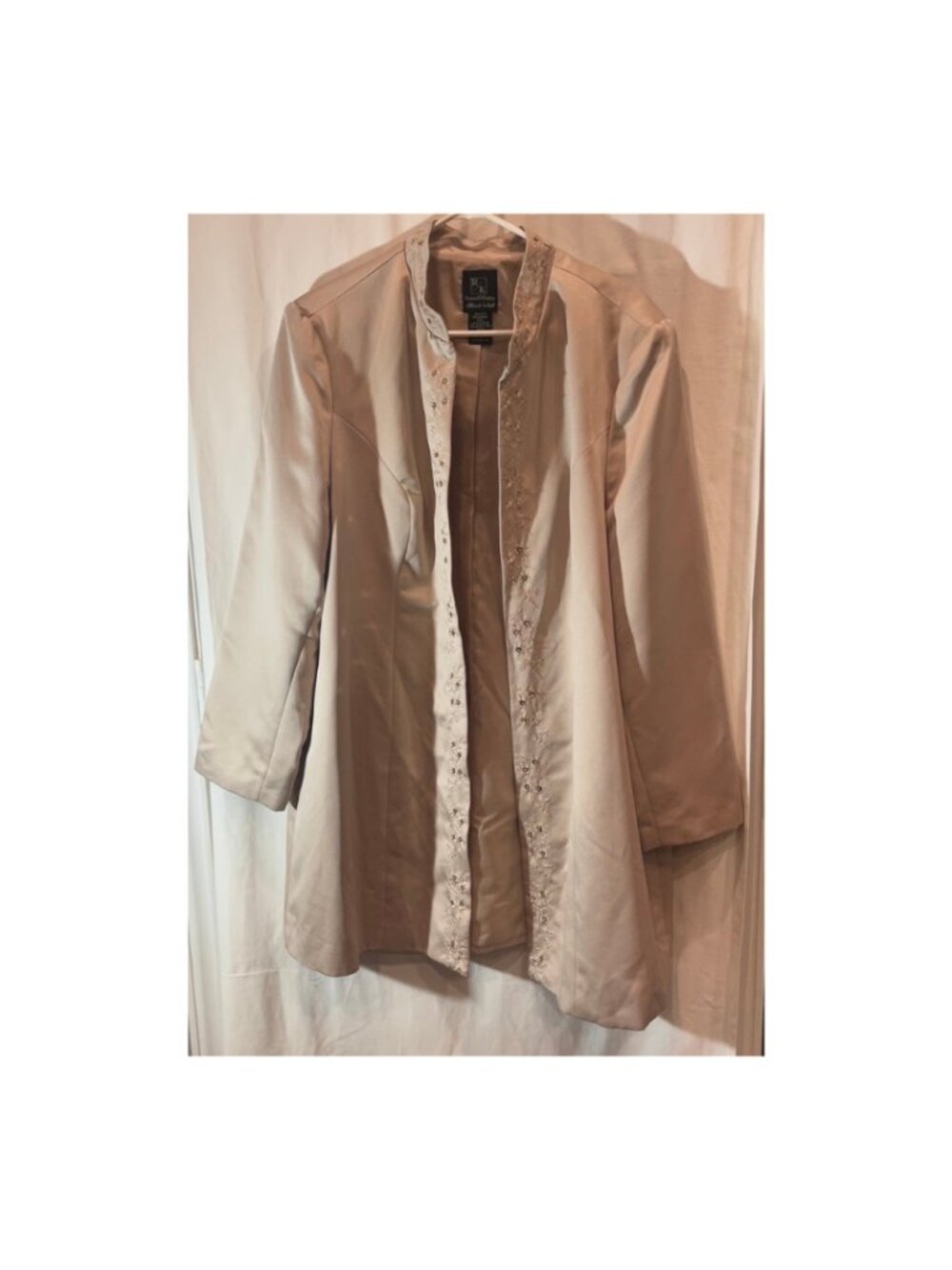 Roaman's / RK Black Label Champagne Embroidered Evening Jacket / Duster